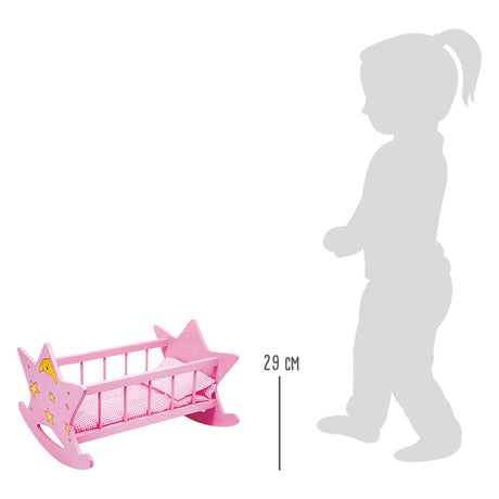 Small foot - Letto per bambola in legno stella rosa