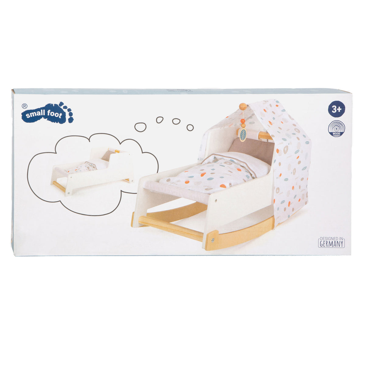 Small foot - Letto per bambole altalena in legno bottoncino