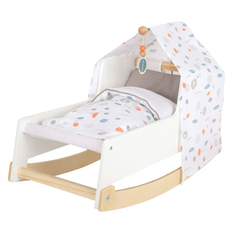 Small foot - Letto per bambole altalena in legno bottoncino