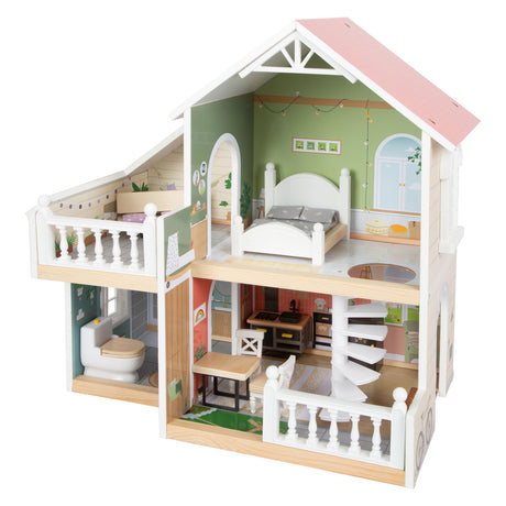Small foot - Casa delle bambole villa urbana in legno con mobili, 9 pezzi.