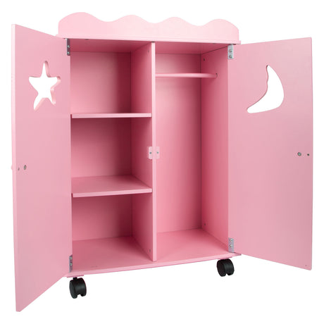Small foot - Armadio per bambole in legno rosa