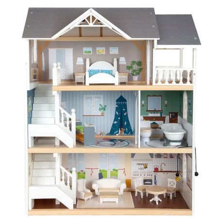 Small foot - Casa delle bambole villa urbana in legno con accessori, 13 pz.