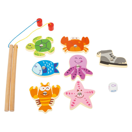 Small foot - Gioco da viaggio con canna da pesca in legno