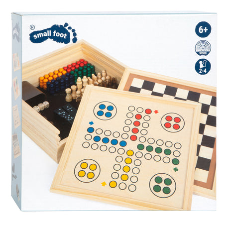 Small foot - Giochi in legno 7 classici in scatola portaoggetti