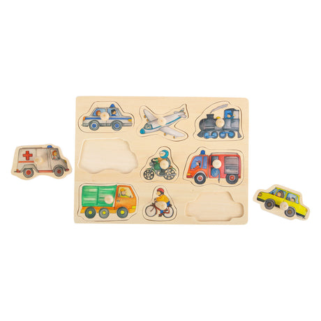 Small foot - Puzzle in legno per veicoli urbani, 9 pz.