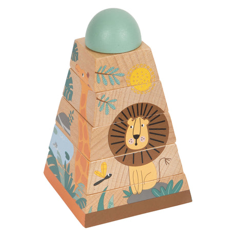 Small foot - Safari con torre impilabile, 6 pz.