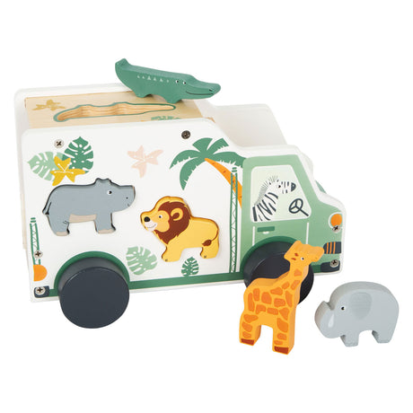 Small foot - Selezionatore di forme in legno Jeep Safari, 6 pezzi.