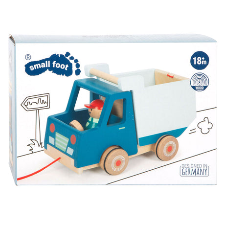 Small foot - camion ribaltabile con figura di traino in legno