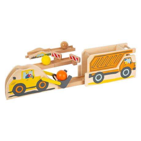 Small foot - Pista per biglie in legno da cantiere junior, 10 pz.