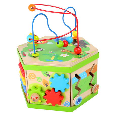 Small foot - Cubo attività in legno con spirale safari motoria
