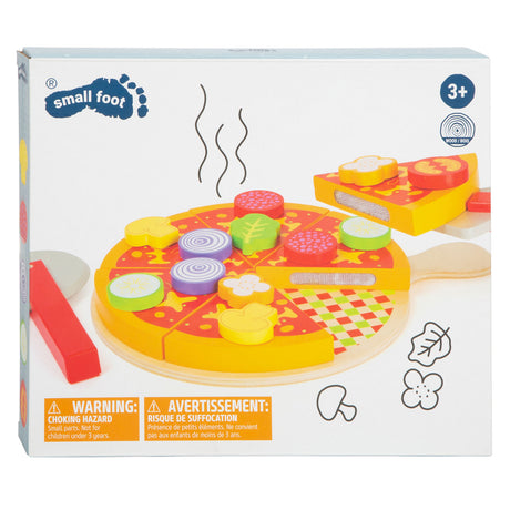 Small foot - Set pizza in legno per tagliare e giocare, 21 pezzi.