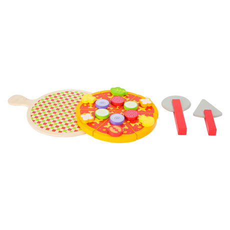 Small foot - Set pizza in legno per tagliare e giocare, 21 pezzi.
