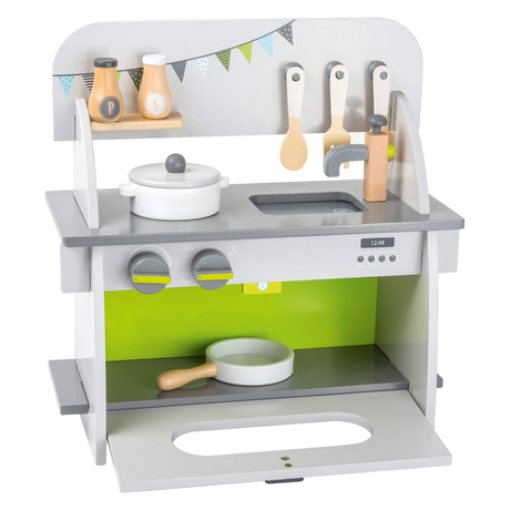 Small foot - Cucina da gioco in legno compatta, 9 pezzi.