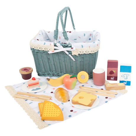 Small foot - Set da picnic con cibo da gioco in legno gustoso, 26 pezzi.