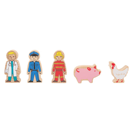 Small foot - Set trenino in legno con ponte, 60 pezzi.
