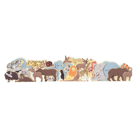 Small foot - Puzzle in legno con lettere e forme di animali, 26 pz.