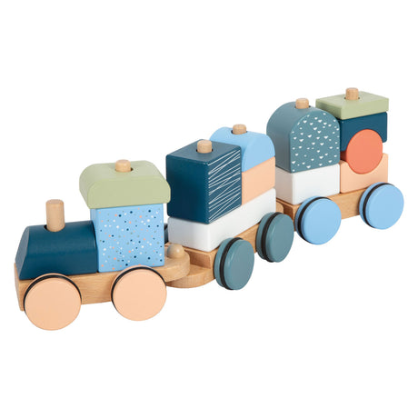 Small foot - Treno impilabile in legno artico, 16 pezzi.