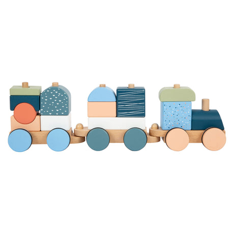 Small foot - Treno impilabile in legno artico, 16 pezzi.