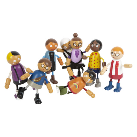 Small foot - famiglia di bambole flessibili in legno con bambino, 8 pz.