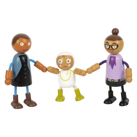 Small foot - famiglia di bambole flessibili in legno con bambino, 8 pz.