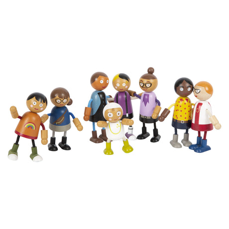 Small foot - famiglia di bambole flessibili in legno con bambino, 8 pz.
