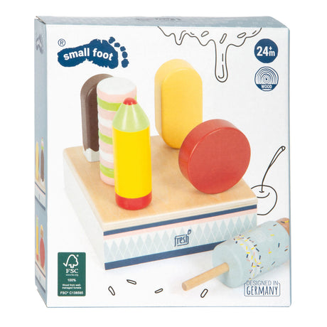 Small foot - Gelati freschi in legno con supporto, 7 pezzi.