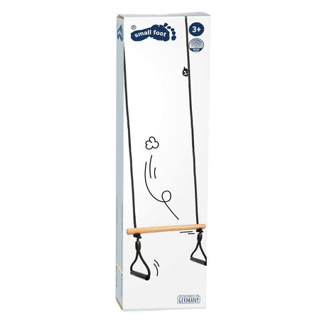 Piccolo piede - Swing del trapezio in legno con cerchi di ginnasta Black