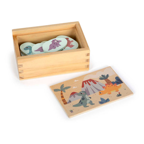 Small foot - Gioco promemoria in legno con dinosauro in scatola portaoggetti