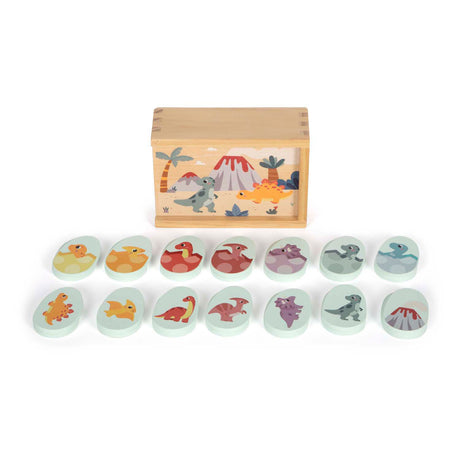Small foot - Gioco promemoria in legno con dinosauro in scatola portaoggetti