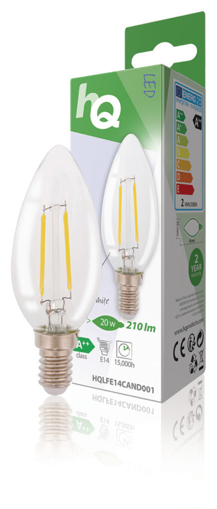 HQ LFE14CAND001 Lampada LED a filamento retrò E14 Candela 2W 210LM 2700K