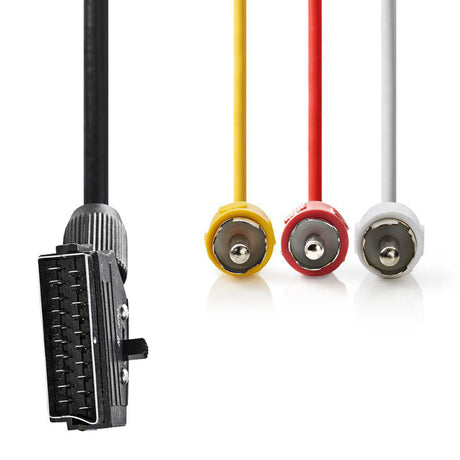 Nedis cvgp31130bk10 cavo scart commutabile scart maschio - 3x rca maschio 1,0 m nero