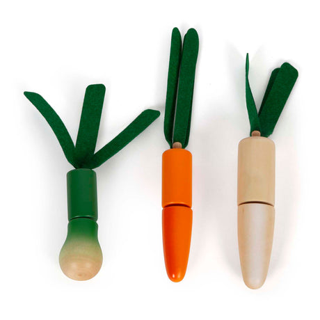 Small foot - Set gioco da taglio e verdure in legno fresco, 14 pezzi.