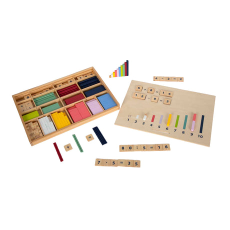 Small foot - scatola didattica in legno con aste matematiche e set di blocchi matematici
