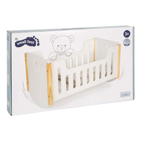 Small foot - Letto per bambole in legno bottoncino bianco