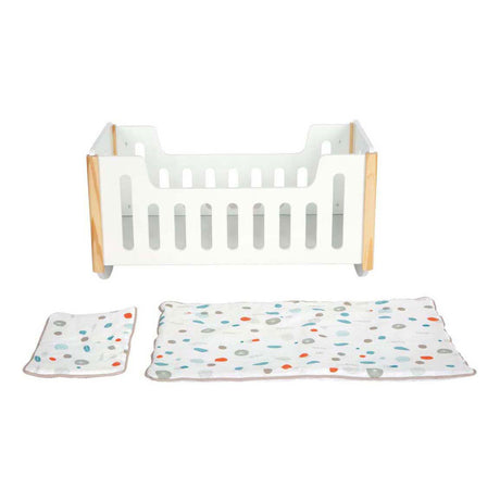 Small foot - Letto per bambole in legno bottoncino bianco