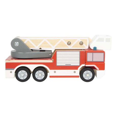 Small foot - camion dei pompieri in legno con scala girevole