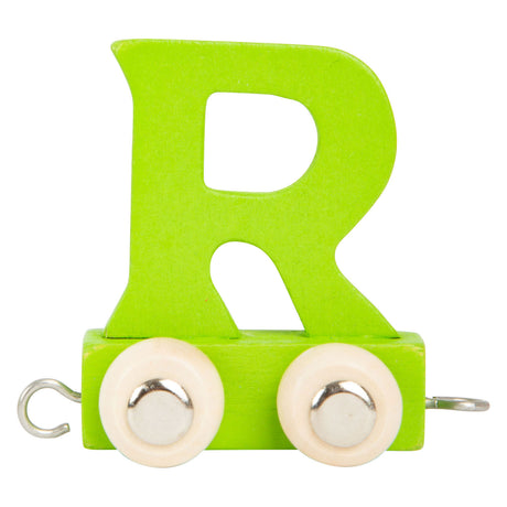 Small foot - trenino con lettere in legno verde - r - 12 pezzi
