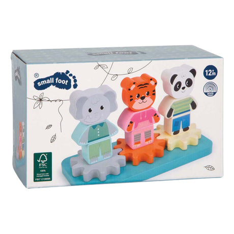 Small foot - gioco impilabile in legno con ingranaggi Jungle Friends fsc
