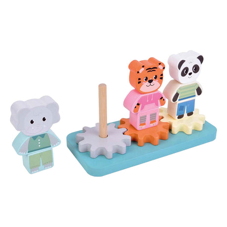 Small foot - gioco impilabile in legno con ingranaggi Jungle Friends fsc