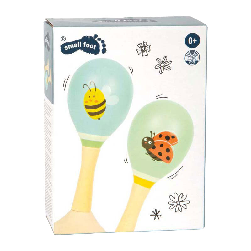 Small foot - maracas in legno tiny friends - 2 pz.