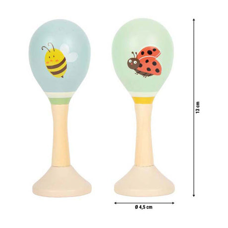 Small foot - maracas in legno tiny friends - 2 pz.