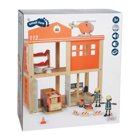 Small foot - caserma dei vigili del fuoco grande in legno con accessori