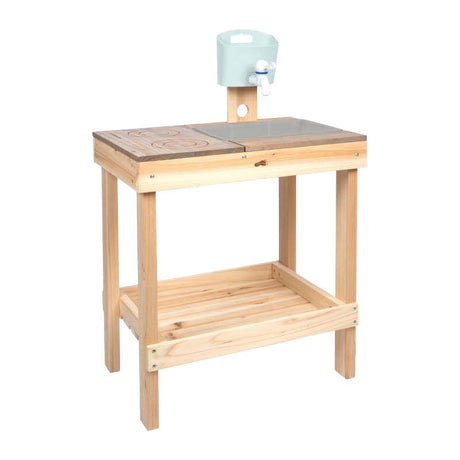 Cucina in fango e tavolo da gioco Small Foot in legno per divertimento all'aria aperta.