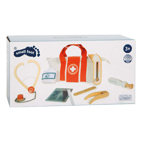 Small foot - set da gioco borsa da medico rossa - 8 pezzi.