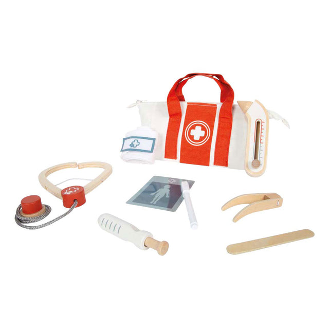 Small foot - set da gioco borsa da medico rossa - 8 pezzi.
