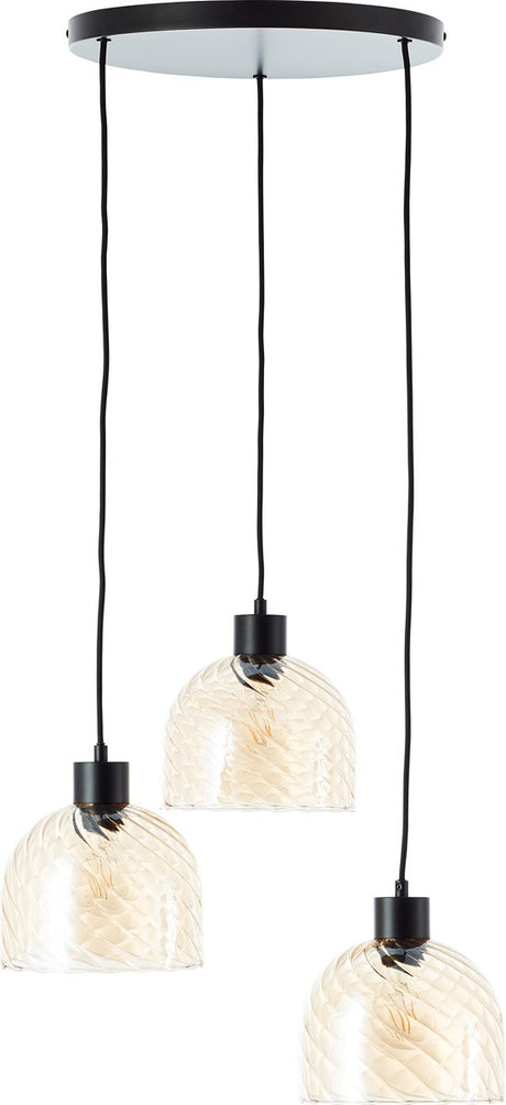 Brilliant casto - hanging lamp - 3-light - e27 max 3x25w - glass - amber - black
