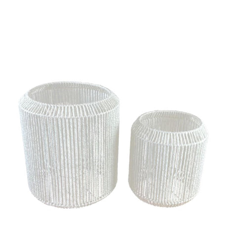 Set lanterna Dijk Natural Collection con vetro 2 pezzi h30cm e h40cm bianco