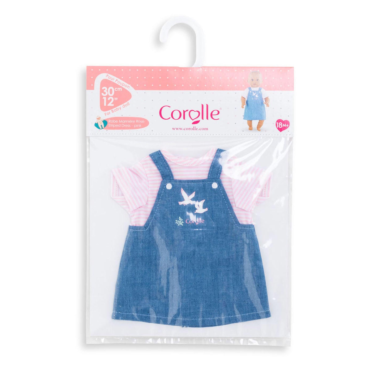 Coralle Mon Poupon Doll Abito a strisce, 30 cm