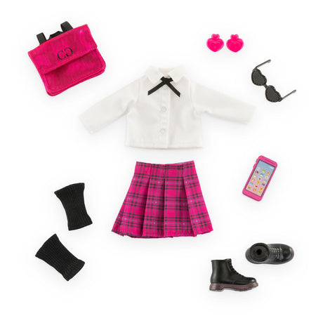 Corolle girls, vestiti per bambole studentesse inglesi - set di accessori moda 28 cm.