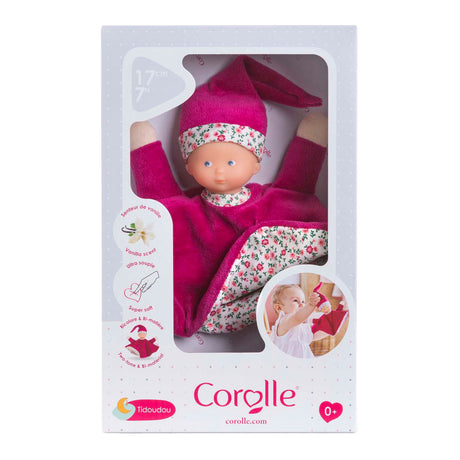 Peluche Corolle di stoffa rosa granatina, 17 cm.